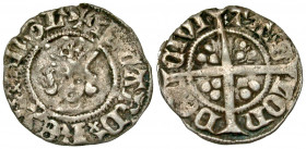England. Richard II. 1377-1399. AR halfpenny (14 mm, .50 g, 11 h). London mint. +RICHARD REX AnGL, crowned bust facing / CIVITAS LOnDOn, long cross di...