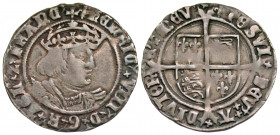 England. Henry VIII. 1509-1547. AR groat (24.1 mm, 2.87 g, 1 h). 2nd coinage. mint of Canturbury (or York ?), struck 1526-1544. + hENRIC x VIII x D x ...