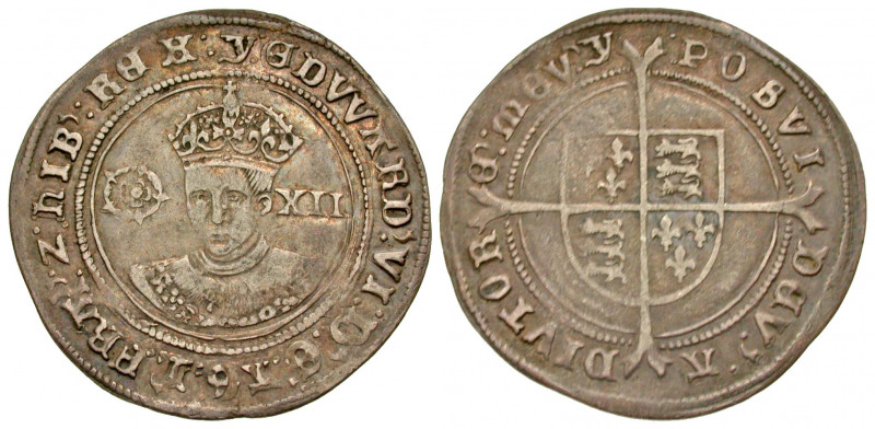 England. Edward VI. 1547-1553. AR shilling. London mint, Third period; im: Y. St...