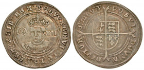 England. Edward VI. 1547-1553. AR shilling. London mint, Third period; im: Y. Struck 1551. :ЄDWARD?. VI: D?. G?. AGL?. FRA?. Z: hIB?. RЄX, crowned and...