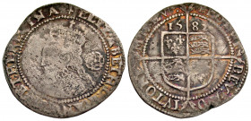 England. Elizabeth I. 1558-1603. AR sixpence (25.8 mm, 2.61 g, 9 h). Fourth issue. Struck 1582. + ELIZABETH · DG · ANG: FR : ET. HIB REGINA , crowned,...