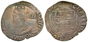 England. Charles I. 1625-1649. AR shilling. Tower mint, under Parliament, 1646. CAROLVS D G MA BR FR ET HIB REX·, crowned bust left, XII behind / · CR...