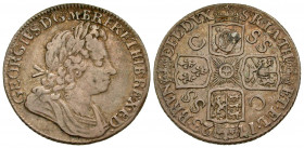 England. George I. 1714-1727. AR shilling. South Sea Company. 1723. GEORGIVS D G M BR FR ET HIB REX F D, bust right / Crowned quartered arms, SS/C in ...