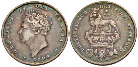 England. George IV. 1820-1830. AR shilling. 1826. GEORGIUS IV DEI GRATIA // · 1826 · , bare head of George IV left / BRITANNIARUM REX FIDEI DEFENSOR, ...