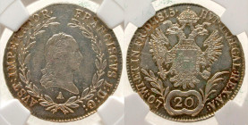 Austria. Franz II. 1792-1835. 20 Kreuzer. .583 SR. Vienna mint, 1815A. AVST : IMPERATOR · FRANCISCVS I : D : G :, laureate bust of Frantz right, A (mi...