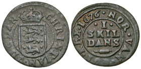 Denmark. Christian V. 1670-1699. BI Skilling (15.9 mm, .60 g, 9 h). 1678. KM 357. VF-XF.