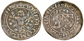 German States, Ottingen. Feudal Counts of Ottingen. Karl Wolfgang, Ludwig XIV, and Martin. 1520-1524. AR batzen (26.8 mm, 3.80 g, 8 h). Struck 1524. +...