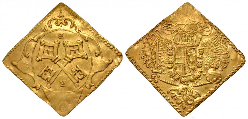 German States, Regensburg. 1745-1765. Gold 1/2 ducat (17 mm, 1.67 g, 6 h). Trade...