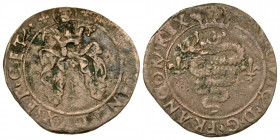 Italian States, Milan. Louis XII of France. 1500-1513. AR bissona (22 mm, 2.11 g, 9 h). Crown draped with cloth / Biscia, lis to sides. CNI 10; Ciani ...
