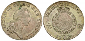 Sweden. Gustav III. 1771-1792. AR 1/6 riksdaler (25.5 mm, 6.14 g, 12 h). .691 AR. 1790 OL. GUSTAVUS III · D · G · REX SVECIAE, bare-headed bust of Gus...