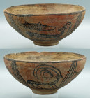 An excellent Harappan bowl from the Indus Valley, ca. 2500 - 1800 B.C. This fine thin-walled example is 6-7/8? in diameter, stands on a ring base and ...