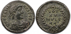 Römische Münzen, MÜNZEN DER RÖMISCHEN KAISERZEIT. Gratian (367-383 n. Chr). AE, 378-383 n. Chr., Siscia. (1.78 g. 15 mm) Vs.: D N GRATIANVS PF AVG, Dr...