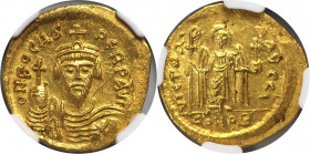 Byzantinische Münzen. Phocas ( 602-610 n. Chr). AV Solidus (4,43 g). Konstantinopel, 10. Offizina, n. Chr. 604-607. Vs.: Drapierte und cuirassierte Bü...