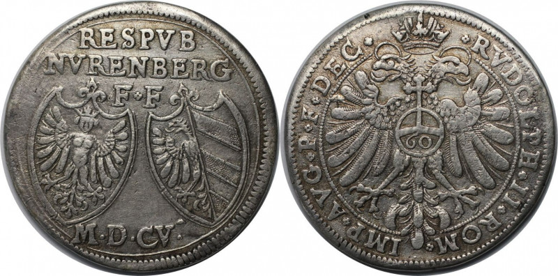 Altdeutsche Münzen und Medaillen, NÜRNBERG, STADT. Reichsgulden zu 60 Kreuzer 16...