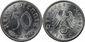 Deutsche Münzen und Medaillen ab 1871, REICHSKLEINMÜNZEN. 50 Reichspfennig 1939 B. Aluminium. Jaeger 372. Stempelglanz. Berieben. Kratzer