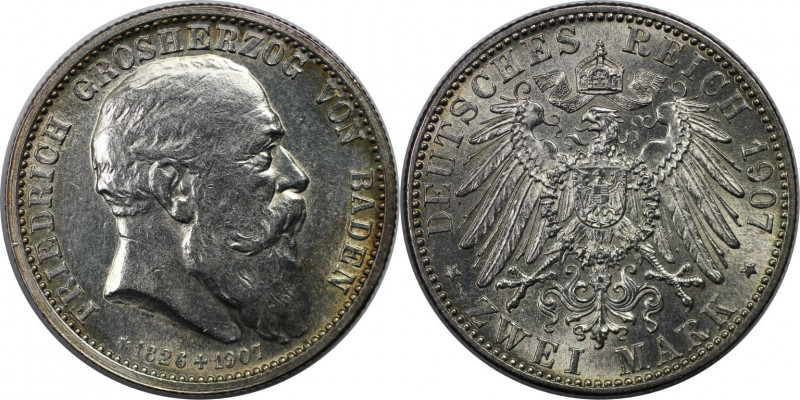 Deutsche Münzen und Medaillen ab 1871, REICHSSILBERMÜNZEN, Baden. Friedrich I. (...