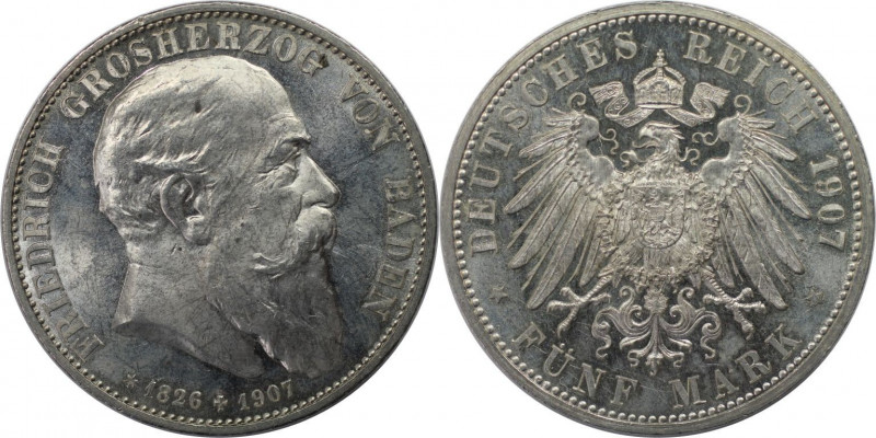 Deutsche Münzen und Medaillen ab 1871, REICHSSILBERMÜNZEN, Baden. Friedrich I. (...