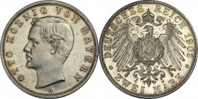 Deutsche Münzen und Medaillen ab 1871, REICHSSILBERMÜNZEN, Bayern. Otto (1886-1913). 2 Mark 1902 D. Silber. Jaeger 45. Polierte Platte, kl. Kratzer un...