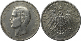Deutsche Münzen und Medaillen ab 1871, REICHSSILBERMÜNZEN, Bayern, Otto (1886-1913). 3 Mark 1912 D, Silber. Jaeger 47. Vorzüglich
