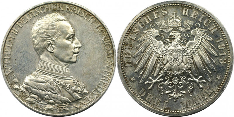 Deutsche Münzen und Medaillen ab 1871, REICHSSILBERMÜNZEN, Preußen. Wilhelm II. ...