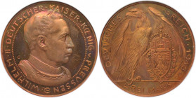 Deutsche Münzen und Medaillen ab 1871, REICHSSILBERMÜNZEN, Preußen. Wilhelm II. (1888-1918). Bronze Proof Muster 3 Mark 1913. Schaaf-113 / G1. NGC PR-...