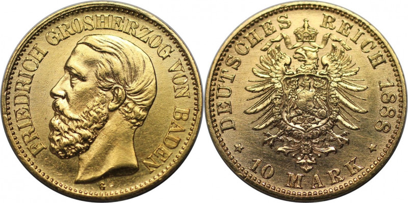 Deutsche Münzen und Medaillen ab 1871, REICHSGOLDMÜNZEN, Baden. Friedrich I. (18...