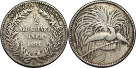 Deutsche Münzen und Medaillen ab 1871, DEUTSCHE KOLONIEN. Neu-Guinea Compagnie.1/2 Mark 1894 A. Silber. Jaeger 704. Sehr Schön