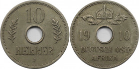 Deutsche Münzen und Medaillen ab 1871, DEUTSCHE KOLONIEN. Deutsch Ostafrika. 10 Heller 1910 J. Jaeger 719. Vorzüglich-Stempelglanz