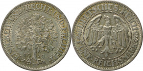 Deutsche Münzen und Medaillen ab 1871, WEIMARER REPUBLIK. 5 Reichsmark 1928 F, Eichbaum. Silber. KM 56, Jaeger 331, AKS 25. Sehr Schön-Vorzüglich