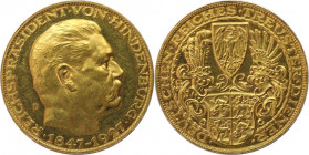 Deutsche Münzen und Medaillen ab 1871, MEDAILLEN UND JETONS. GOETZ-MEDAILLEN. Hindenburg. Goldmedaille 1927 D, München. Auf den 80.- Geburtstag des Re...