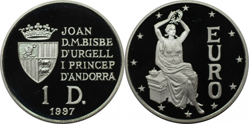 Europäische Münzen und Medaillen, Andorra. Europa mit Lorbeerkranz. 1 Diner 1997...