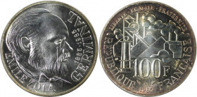 Europäische Münzen und Medaillen, Frankreich / France. 100 Jahre Roman "Germinal" von Emile Zola. 100 Francs 1985. 15,0 g. 0.900 Silber. 0.43 OZ. KM 9...