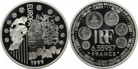 Europäische Münzen und Medaillen, Frankreich / France. Europäische Atr Styles - Europa. 6.55957 Francs 1999. 22,20 g. 0.900 Silber. 0.64 OZ. KM 1255. ...