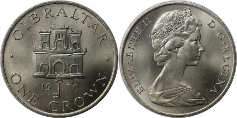 Europäische Münzen und Medaillen, Gibraltar. Elizabeth II. Crown 1970, Kupfer-Ni...