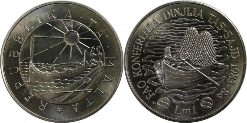 Europäische Münzen und Medaillen, Malta. Series: F.A.O. - Hummerfischer. 1 Lira ...