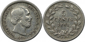 Europäische Münzen und Medaillen, Niederlande / Netherlands. Willem III. (1849-1890). 5 Cents 1868. Silber. KM 91. Vorzüglich
