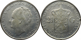 Europäische Münzen und Medaillen, Niederlande / Netherlands. Wilhelmina (1890-1948). 2-1/2 Gulden 1931, Silber. KM 165. Fast Vorzüglich