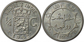 Europäische Münzen und Medaillen, Niederlande / Netherlands. Niederländisch-Ostindien. Wilhelmina I. (1890-1948). 1/4 Gulden 1942. 3,18 g. 0.720 Silbe...