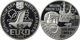Europäische Münzen und Medaillen, Niederlande / Netherlands. 500 Jahre Barentsz Überwinterung in Nova Zembla. Medaille "50 Euro" 1996. Silber. KM X# 1...