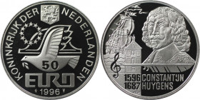 Europäische Münzen und Medaillen, Niederlande / Netherlands. Constantijn Huygens (1596-1687). Medaille "50 Euro" 1996. Silber. KM X# 129. Polierte Pla...