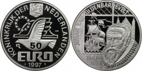 Europäische Münzen und Medaillen, Niederlande / Netherlands. Johan van Oldenbarnevelt, 1547-1619. Medaille "50 Euro" 1997. 25,0 g. 0.925 Silber. 0.74 ...