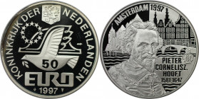 Europäische Münzen und Medaillen, Niederlande / Netherlands. Pieter Cornelisz Hooft, 1581-1647. Medaille "50 Euro" 1997. 25,0 g. 0.925 Silber. 0.74 OZ...