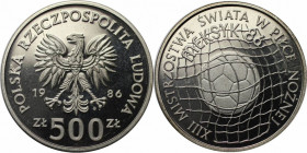 Europäische Münzen und Medaillen, Polen / Poland. Fußball-WM in Mexiko 1986. 500 Zlotych 1986. 16,50 g. 0.750 Silber. 0.4 OZ. KM Y# 225. Polierte Plat...