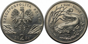Europäische Münzen und Medaillen, Polen / Poland. Catfish. 2 Zlotych 1995. Kupfer-Nickel. KM Y# 289. Stempelglanz, Haarkratzer