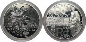 Europäische Münzen und Medaillen, Polen / Poland. Madame und Monsieur Curie und Formeln. 20 Zlotych 1998. 28,28 g. 0.925 Silber. 0.84 OZ. KM Y# 354. P...