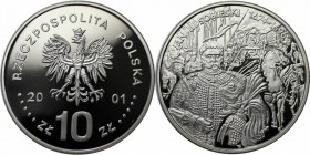 Europäische Münzen und Medaillen, Polen / Poland. Jan III. Sobieski. 10 Zlotych 2001. 14,21 g. 0.925 Silber. 0.42 OZ. KM Y# 425. Polierte Platte