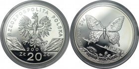 Europäische Münzen und Medaillen, Polen / Poland. Fliegen Schwalbenschwanz Schmetterling. 20 Zlotych 2001. 28,28 g. 0.925 Silber. 0.84 OZ. KM Y# 415. ...