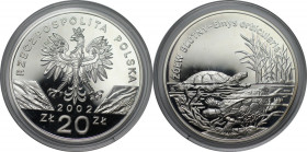 Europäische Münzen und Medaillen, Polen / Poland. Europäische Teich-Schildkröte. 20 Zlotych 2002. 28,28 g. 0.925 Silber. 0.84 OZ. KM Y# 428. Polierte ...