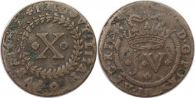 Europäische Münzen und Medaillen, Portugal. Joao V. 10 Reis 1713. Kupfer. KM 191. Schön