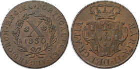 Europäische Münzen und Medaillen, Portugal. PORTUGIESISCHE BESITZUNGEN. AZOREN (Terceira Insel). Maria II. 10 Reis 1830. Kupfer. KM 6. Stempelglanz